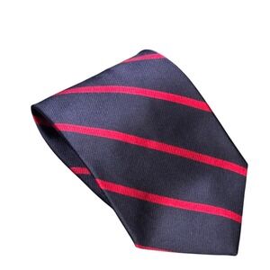 Vinatge Hunters Bay‎ Classic Striped Silk Tie Men's Navy Blue Red Made in USA